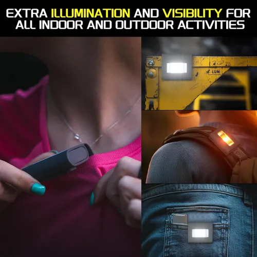 Vista 5 de Molrebe Paquete de 2 luces de correr con clip, luces LED de seguridad magnéticas recargables con luz estroboscópica roja, impermeable, carga USB