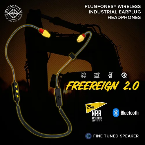 Vista 2 de Plugfones FreeReign Volume Limited Auriculares Inalámbricos Bluetooth Intrauditivos Tapones para los Oídos - Auriculares con Reducción de Ruido