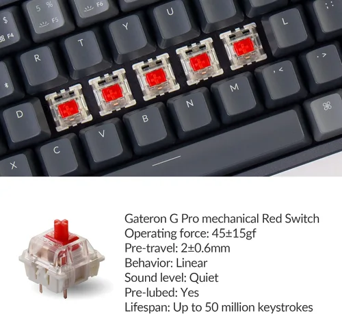 Vista 2 de Keychron K14 70 diseño de 72 teclas Bluetooth inalámbricoUSB con cable mecánico para Mac con interruptor rojo Gateron G Pro multitarea