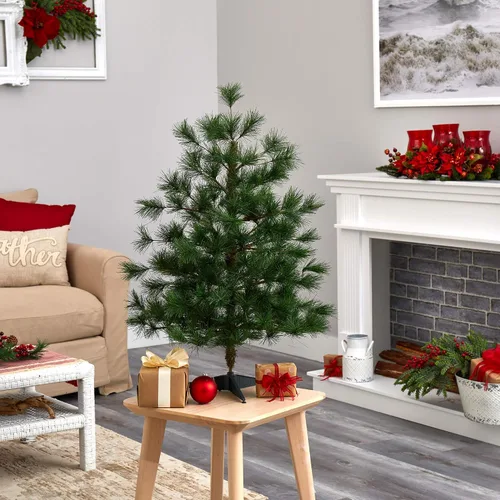 Vista 6 de Nearly Natural Yukon - Árbol de Navidad artificial de pino mixto de 3 pies con 213 ramas flexibles