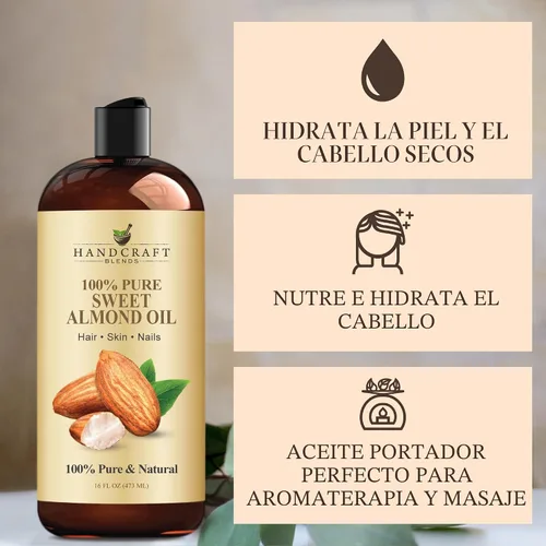 Vista 6 de Handcraft Blends - Aceite de almendras dulces, 16 onzas líquidas