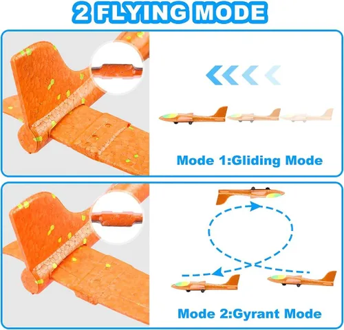 Vista 4 de Paquete de 3 lanzadores de aviones de juguete para niños, planeador de espuma ligera LED con lanzador de avión para jugar al aire libre, juguete