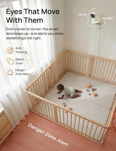 Vista 6 de Dr.Care LumiView Max Smart WiFi Baby Monitor – 7 pulgadas 1080P FHD y cámara 2K, modo de privacidad, detección de llanto y movimiento, batería