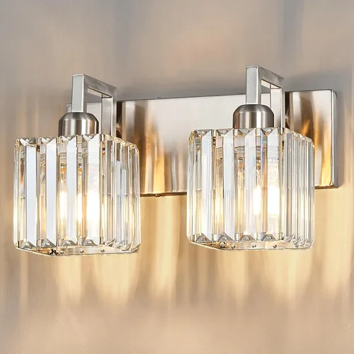 Vista 15 de Moderna lámpara de cristal para pared/tocador de baño, de 5 luces, color cromo Cromo torcido