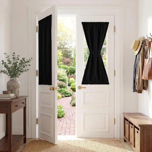 Vista 45 de PONY DANCE Persianas para puertas – Paneles opacos para tratamiento de ventanas, cortinas sólidas de alta resistencia con bolsillo para barra