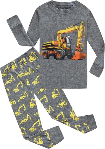 Vista 8 de Little Hand Pijamas para niños pequeños, Monster Truck 100% algodón, dinosaurio para niños, 2 piezas, ropa de dormir, conjuntos de ropa de dormir