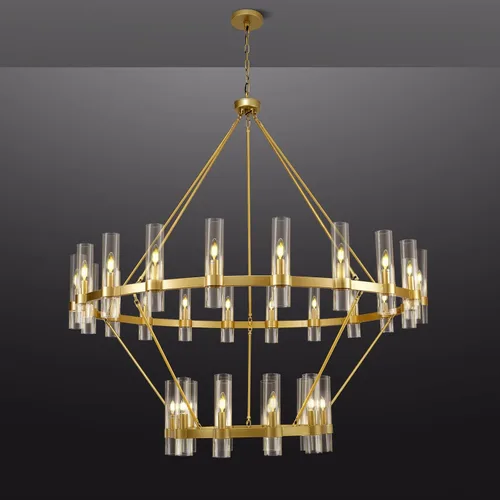Vista 17 de Candelabro de 12 Luces de Latón Redondo 36" Candelabros de Rueda de Vagón de 91 cm para Fijo de Iluminación de Comedor Tubo de Vidrio Transparente