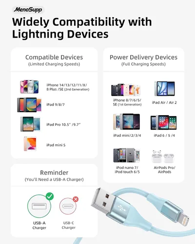 Vista 6 de Paquete de 3 cargadores para iPhone de 10 pies con certificación MFi de Apple, cable Lightning de carga rápida compatible con iPhone 14 13 12 11 Pro