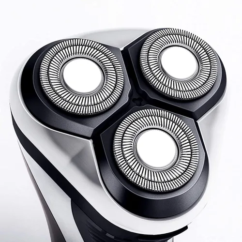 Vista 2 de Hatteker - Máquina de afeitar eléctrica rotativa para hombre, con rasuradora y recortadora de barba, inalámbrica, recortador de patillas, resistente
