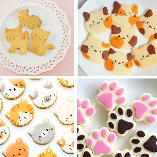 Vista 4 de LUBTOSMN Juego de 6 moldes de cortador de galletas de gatito, cara de gato, trasero de gatito, pata y 3 formas lindas para fiestas temáticas de gatos