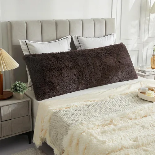 Vista 12 de LIFEREVO Funda de almohada corporal de pelo sintético desgrenado, funda de almohada lumbar súper suave y de pelo sintético para sofá o cama, funda