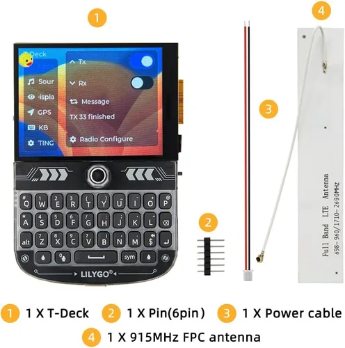 Vista 6 de LILYGO T-Deck ESP32-S3 LoRa BLE WiFi TTGO Módulo LoRaWAN de Largo Alcance Placa de Desarrollo (Firmware LILYGO Negro)