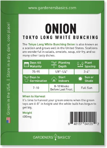 Vista 2 de Gardeners Basics, Semillas de cebolla verde para plantar: el racimo blanco largo de Tokio es una gran variedad de verduras no transgénicas, 200