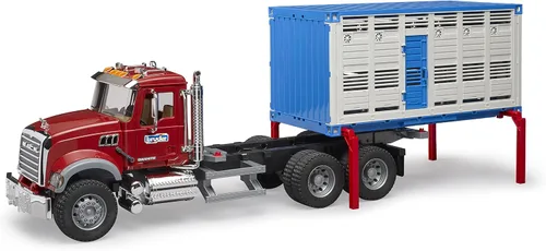 Vista 4 de Bruder 02830 Mack Granite - Camión de transporte de ganado con 1 ganado