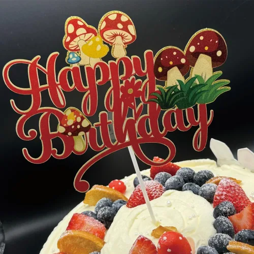 Vista 5 de PayPie Decoración de pastel de cumpleaños con purpurina roja, suministros de fiesta de cumpleaños para niños y niñas