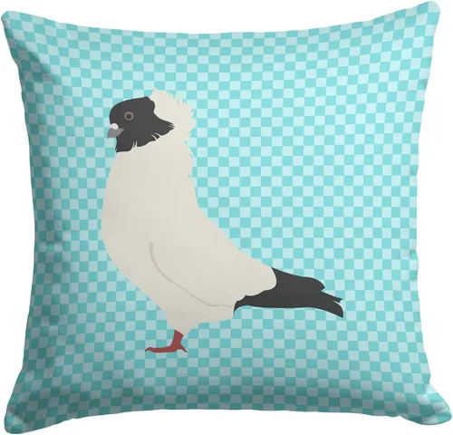 Vista 429 de Caroline's Treasures BB8163PW1414 Beltsville - Almohada decorativa de tela a cuadros pequeños, color blanco, pavo y gallina azul, lavable a máquina
