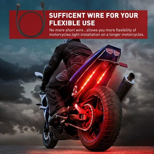 Vista 9 de Nilight - Cable de extensión para motocicleta, 4 tiras de luces led de 2 pies, 3 divisores en Y de 2 vías, extensión de 4 clavijas para tiras