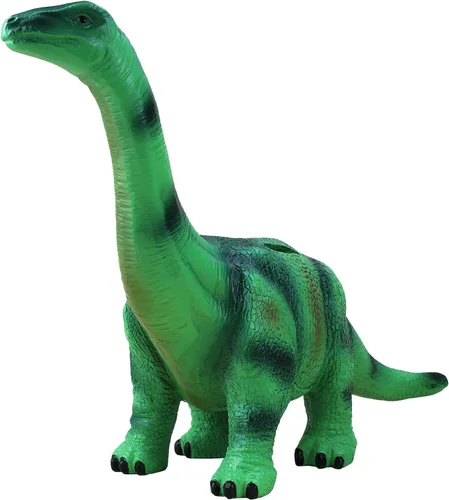 Vista 9 de Alcancía T-Rex de dinosaurio marrón resina, regalo de cumpleaños para niños.