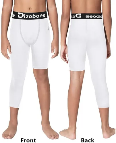 Vista 4 de Dizoboee Pantalones de compresión para niños y jóvenes, leggings de una pierna 34 para deportes, mallas de baloncesto para niños