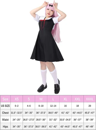 Vista 3 de DAZCOS Disfraz de cosplay para mujer, uniforme escolar, color negro y blanco