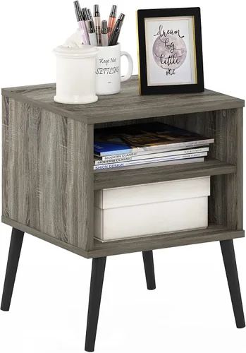 Vista 7 de Furinno Claude - Mesa de centro estilo mediados de siglo con patas de madera, color espresso grande sin elevación