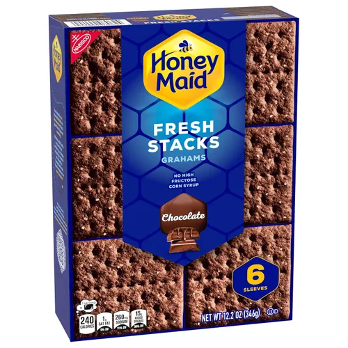 Vista 12 de HONEY MAID Fresh Stacks Galletas Graham de chocolate, 36 paquetes de aperitivos múltiples Bulk Travel Snacks, 8g Whole Grain Per 30g Serving, No