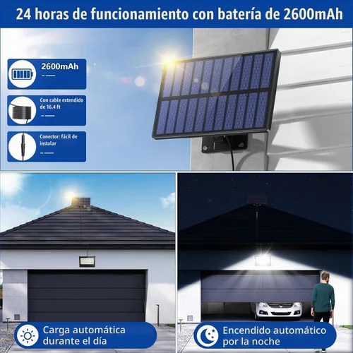 Vista 4 de Paquete de 8 luces LED solares de pared para exteriores, luces de seguridad con sensor de movimiento de 20 W con 3 modos de iluminación, luz