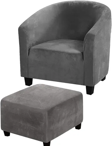 Vista 8 de XMNTG Fundas de terciopelo elástico para sillas de bañera, fundas para sillas de club, fundas redondas para sillas de barril, protector de muebles