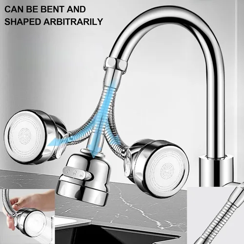 Vista 8 de Accesorio de rociador de llave, cabezal de llave de cocina de repuesto giratorio de 360° extensor de llave de 3 velocidades con adaptador universal