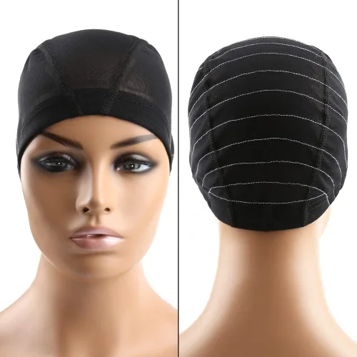 Vista 2 de Bella Hair Gorra de cúpula de mapa para pelucas de encaje frontal, gorra de malla elástica con banda elástica ancha para hacer pelucas, perfecta