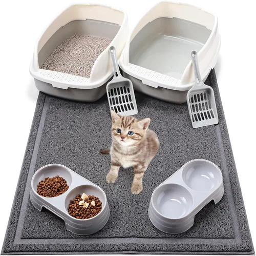 Vista 8 de Sliner 7 Pcs Kitten Litter Box Starter Kit, Low Entry High Sided,Blue
