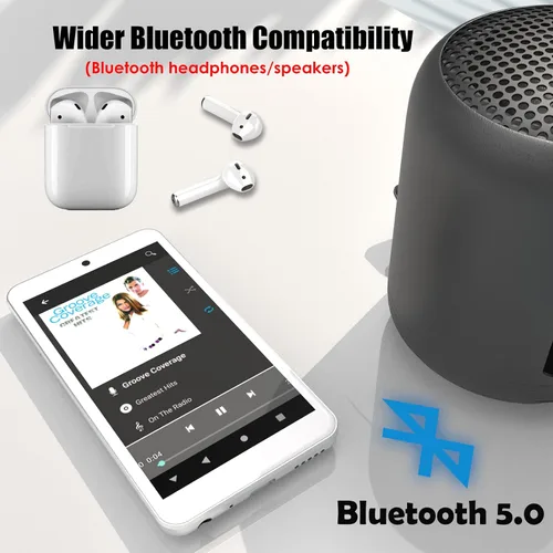 Vista 6 de Reproductor de MP3 con Bluetooth y WiFi: pantalla táctil completa HD de 4.3 pulgadas, gran capacidad, multimedia de transmisión Android, sin tienda