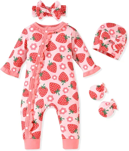 Vista 13 de Aalizzwell Mameluco para bebés niñas, traje de otoño invierno con accesorios Guepardo