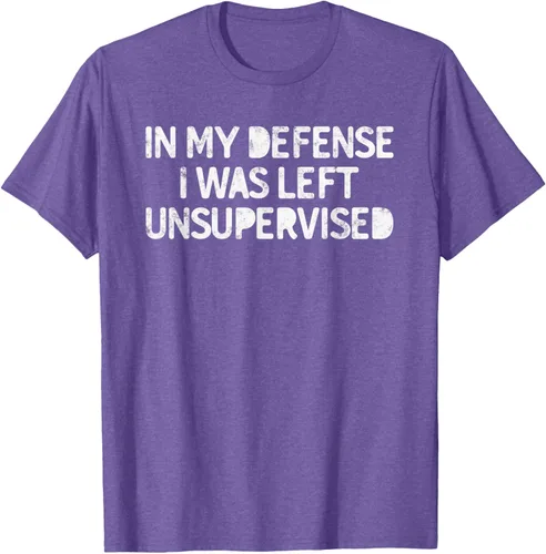 Vista 11 de Camiseta divertida con texto en inglés "Saying In My Defense I Was Left Unsupervised" Negro