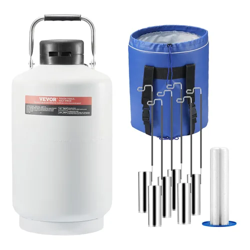 Vista 10 de VEVOR Tanque de Nitrógeno Líquido, Contenedor de Nitrógeno Líquido de Aleación de Aluminio de 3 L, Tanque Dewar de LN2 con 6 Botellas y Bolsa