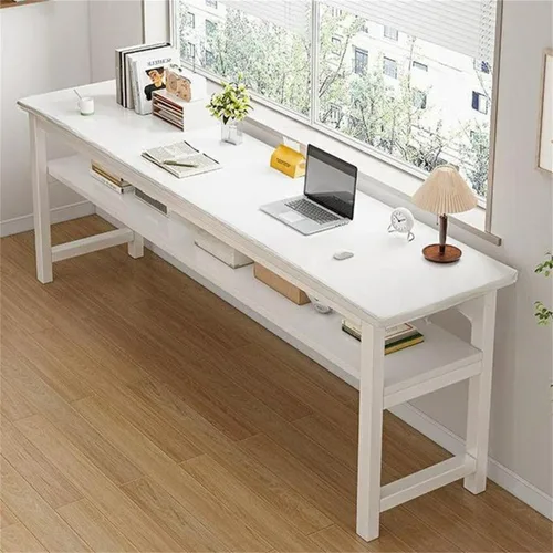 Vista 31 de Escritorio de oficina cuadrado de 15.7 pulgadas de frente a atrás, mesa larga rectangular para sala de estar, escritorio extra largo, estante