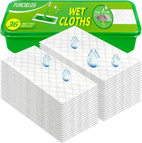 Vista 7 de 48 unidades de repuesto de almohadillas húmedas resistentes compatibles con trapeador Swiffer, paños desechables para limpieza de suelos