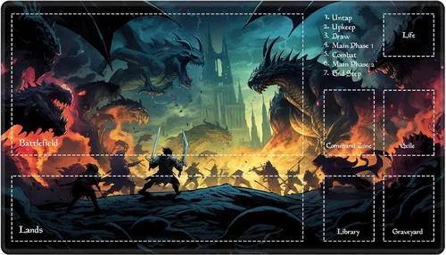 Vista 140 de Alfombra de juego con zonas para juego de cartas MTG, alfombras de juego de mesa, alfombras de juego de mesa de Magic, 61x35.5 cm, alfombra de juego