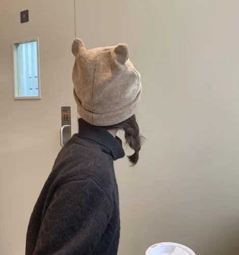 Vista 5 de Gorro de gato con orejas para mujer, gorros holgados para mujer, accesorios grunge, sombreros de ganchillo