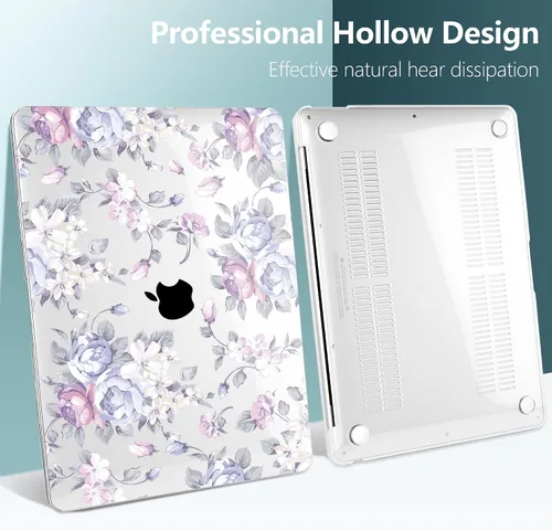 Vista 27 de TWOLSKOO Funda para MacBook Air de 13,3 pulgadas (versión antigua 2018-2021, modelos: M1 A2337, A2179, A1932) - Carcasa rígida con protector de Flor