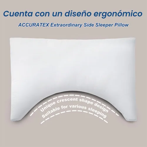 Vista 2 de ACCURATEX Side Sleeper Pillow Queen Size, Adjustable Memory Foam Pillow Espuma viscoelástica híbrida y almohada alternativa de plumón para aliviar