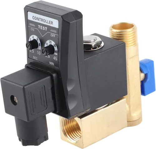 Vista 4 de Válvula de drenaje automática G1/2 DN15 Válvula de drenaje electrónica automática cronometrada para gestión de condensado de compresor de aire (230V)
