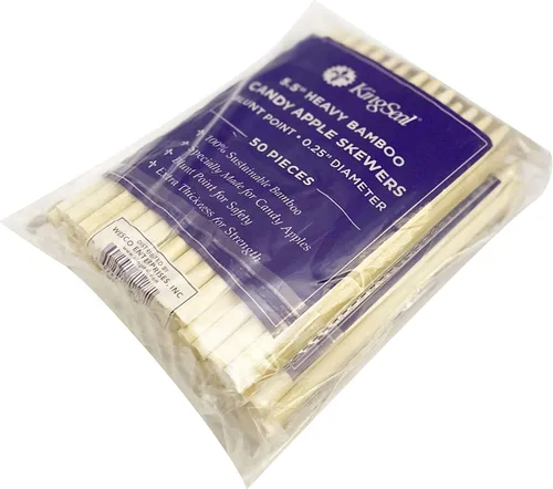 Vista 3 de KingSeal - 100 pinchos de madera de bambú natural de manzana, palitos de 5.5 pulgadas x 0.256 in de diámetro, punto romo para seguridad, paquete al