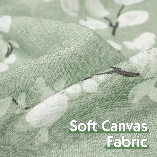 Vista 3 de FMFUNCTEX Cortinas de Nivel de Cocina Verde y Blanco de 24 Pulgadas de Largo con Estampado de Flores, Cortinas de Media Ventana para Baño