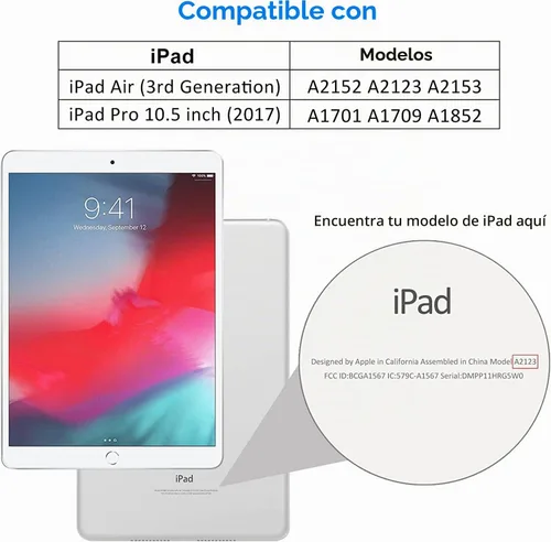 Vista 2 de Paquete de 2 protectores de pantalla para iPad Pro 10.5 Película de vidrio templado transparente resistente a los arañazos compatible con iPad Air