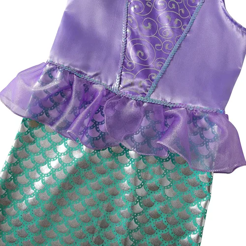 Vista 4 de Ropa de vestir de princesa sirena para niñas pequeñas disfraz de princesa Ariel para niñas con accesorios Knemmy