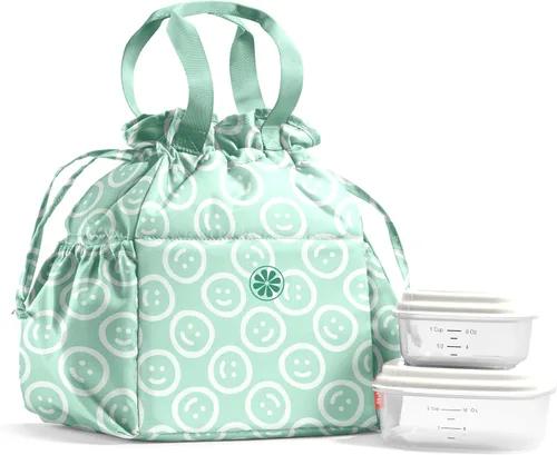 Vista 24 de Fit & Fresh Cromwell Bolsa de Almuerzo con Cordón para Mujeres, Juego Completo de Almuerzo con 2 Contenedores, Resistente a las Manchas, Resistente