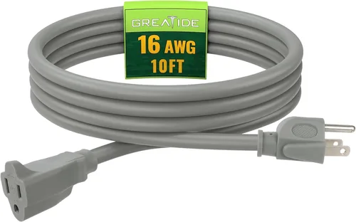 Vista 30 de Cable de Extensión de 6 Pies, Cables Eléctricos Impermeables para Exteriores 16/3 SJTW Negros, Cable de Energía de 13 AMP con 3 Clavos Ideal
