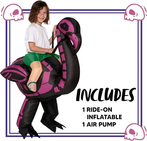 Vista 5 de Spooktacular Creations Disfraz inflable para niños, disfraz inflable de flamenco, esqueleto de flamenco para fiestas de Halloween, a