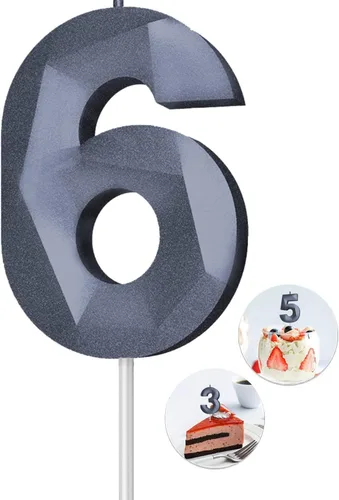 Vista 168 de Velas de cumpleaños con números (0 velas negras), forma de diamante 3D, decoración de pastel de feliz cumpleaños para niños y hombres, cumpleaños